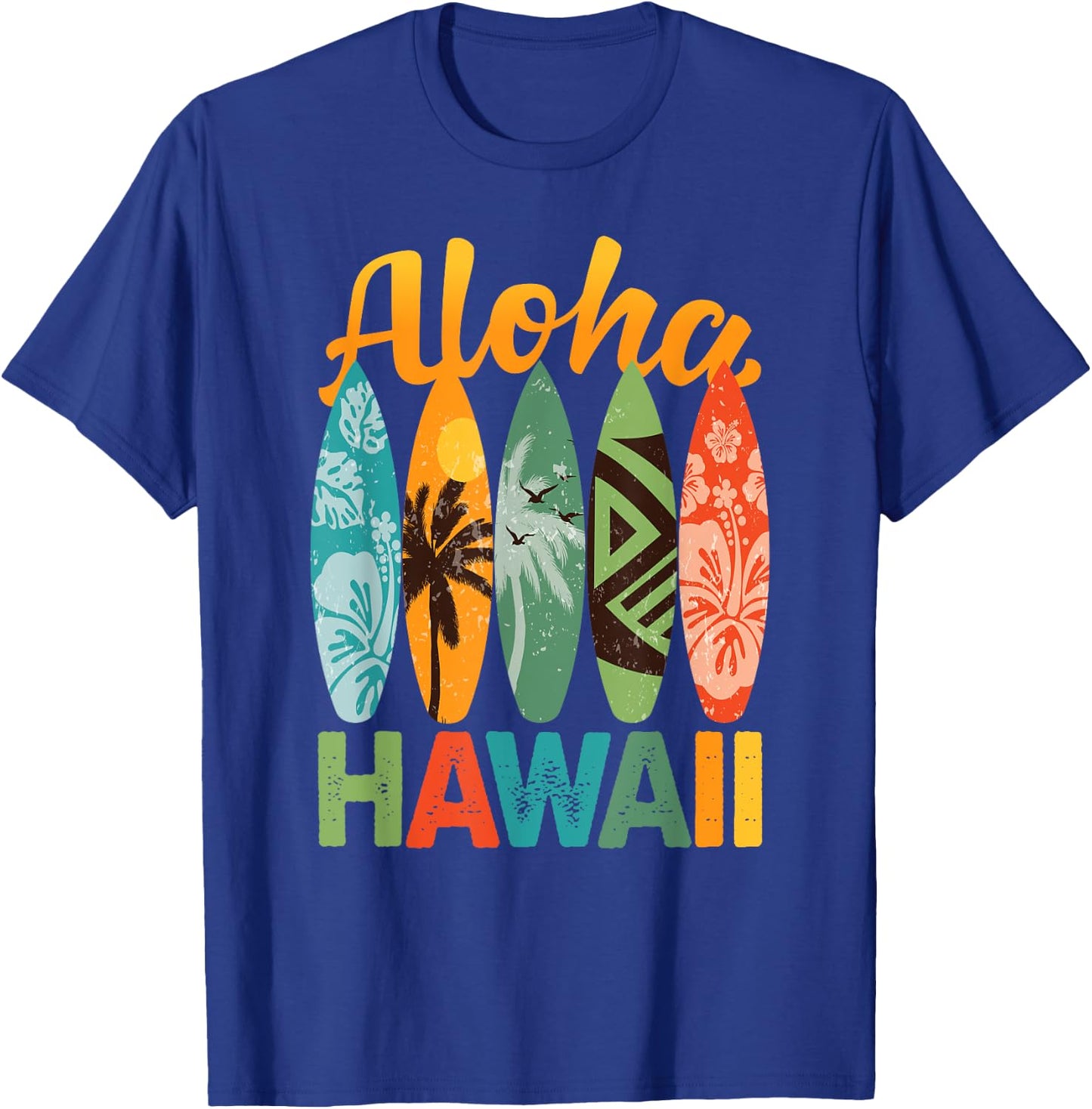 Retro Hawaiian Surfboard Aloha Hawaii Island Surfer T-Shirt - T-Shirt | Royal