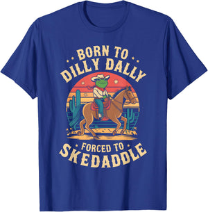 Vintage Frog Born To Dilly Dally Forced To Skedaddle Cowboy T-Shirt - T-Shirt | Royal