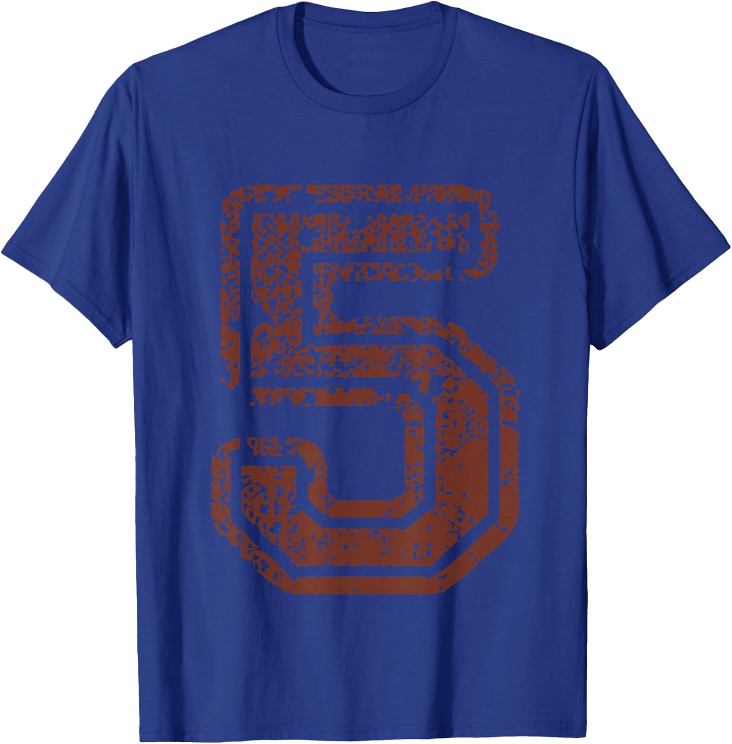 Big Maroon Color Number 5 Five Grunge Distressed Design T-Shirt - T-Shirt | Royal