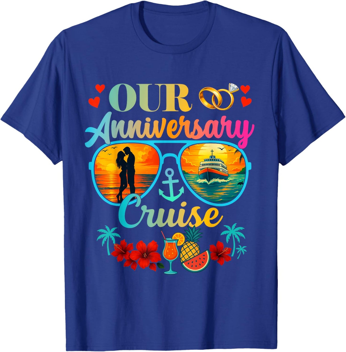 Cruise Ship Couples Married Wedding Anniversary T-Shirt - T-Shirt | Royal