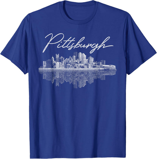 Pittsburgh Skyline Shirt , Men, Girls & Boys T-Shirt - T-Shirt | Royal
