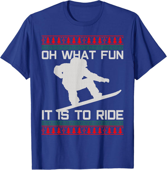 Snowboard Ugly Christmas - Christmas Funny Gift T-Shirt - T-Shirt | Royal