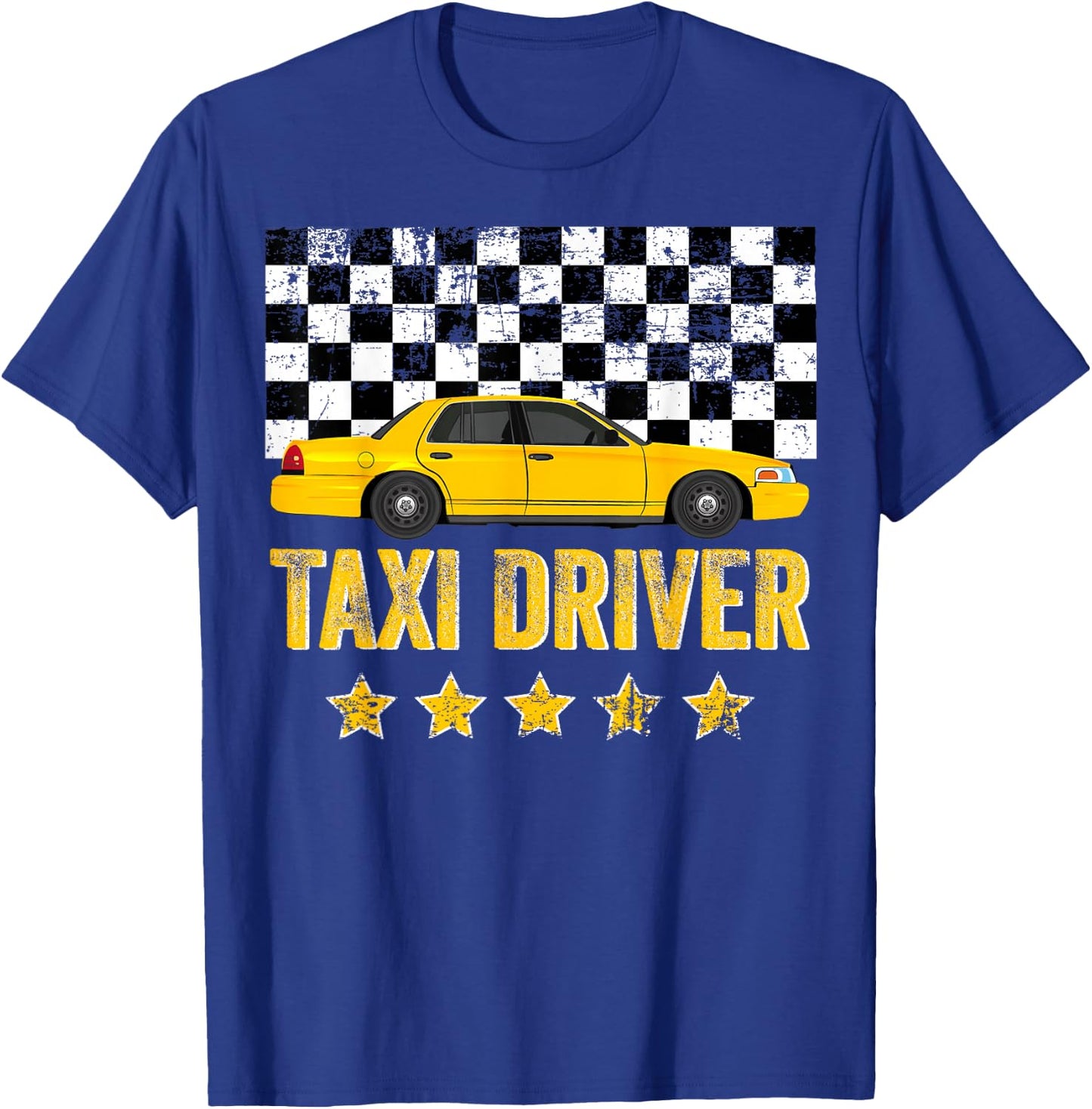 Taxi Cab Driver Vintage Checker Gift Dads & Kids T-Shirt - T-Shirt | Royal