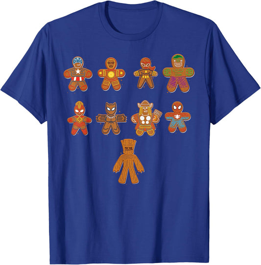 Marvel Avengers Gingerbread Cookie Line Up T-Shirt - T-Shirt | Royal