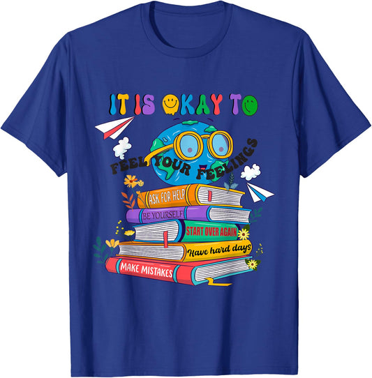 Books It's Okay To Be Kind - Yellow Mental Health Day Kids T-Shirt - T-Shirt | Royal