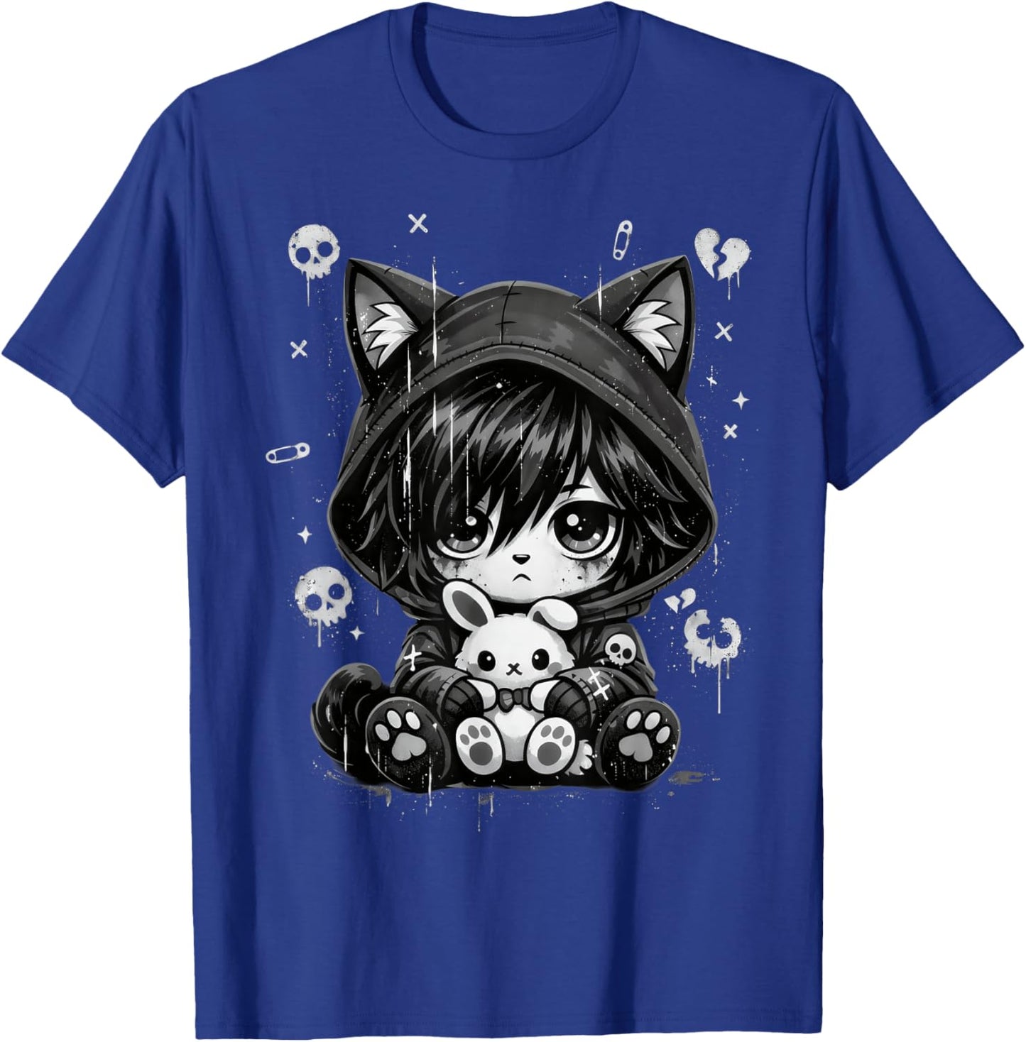 Goth Cat Goth Girl Cute E-Girl Gothic Grunge Outfit T-Shirt - T-Shirt | Royal