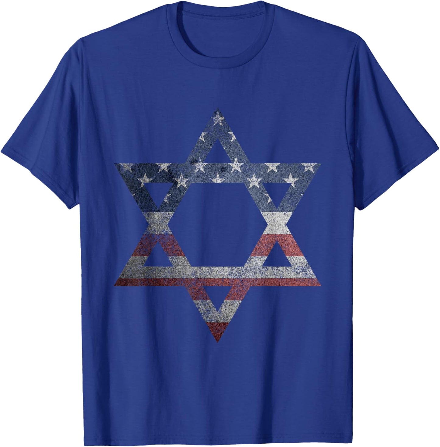 Distressed Star of David Jews Jewish Gifts USA American Flag T-Shirt - T-Shirt | Royal