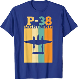 Vintage Warbird P-38 Lightning Fighter Airplane T-Shirt - T-Shirt | Royal