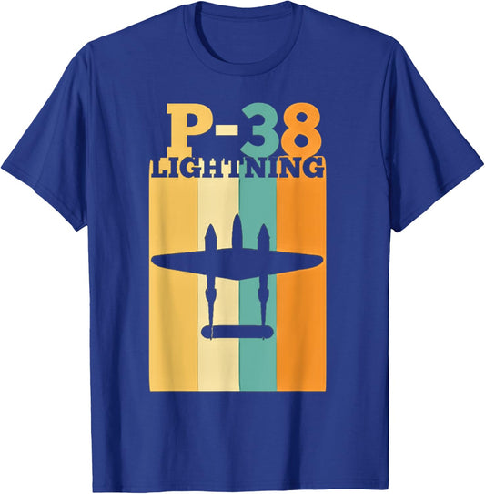 Vintage Warbird P-38 Lightning Fighter Airplane T-Shirt - T-Shirt | Royal