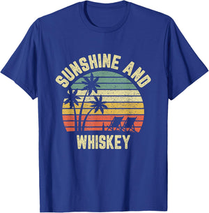 Vintage Sunshine and Whiskey Shirt Cool Retro Summertime Women T-Shirt - T-Shirt | Royal