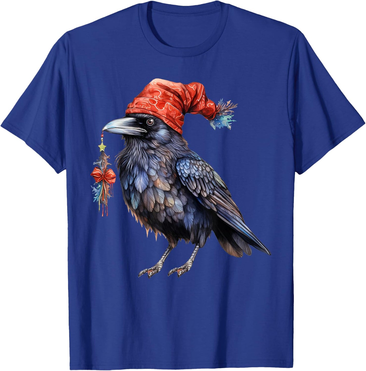 Christmas Raven Santa Hat Animal Raven Crow Bird Lover T-Shirt - T-Shirt | Royal