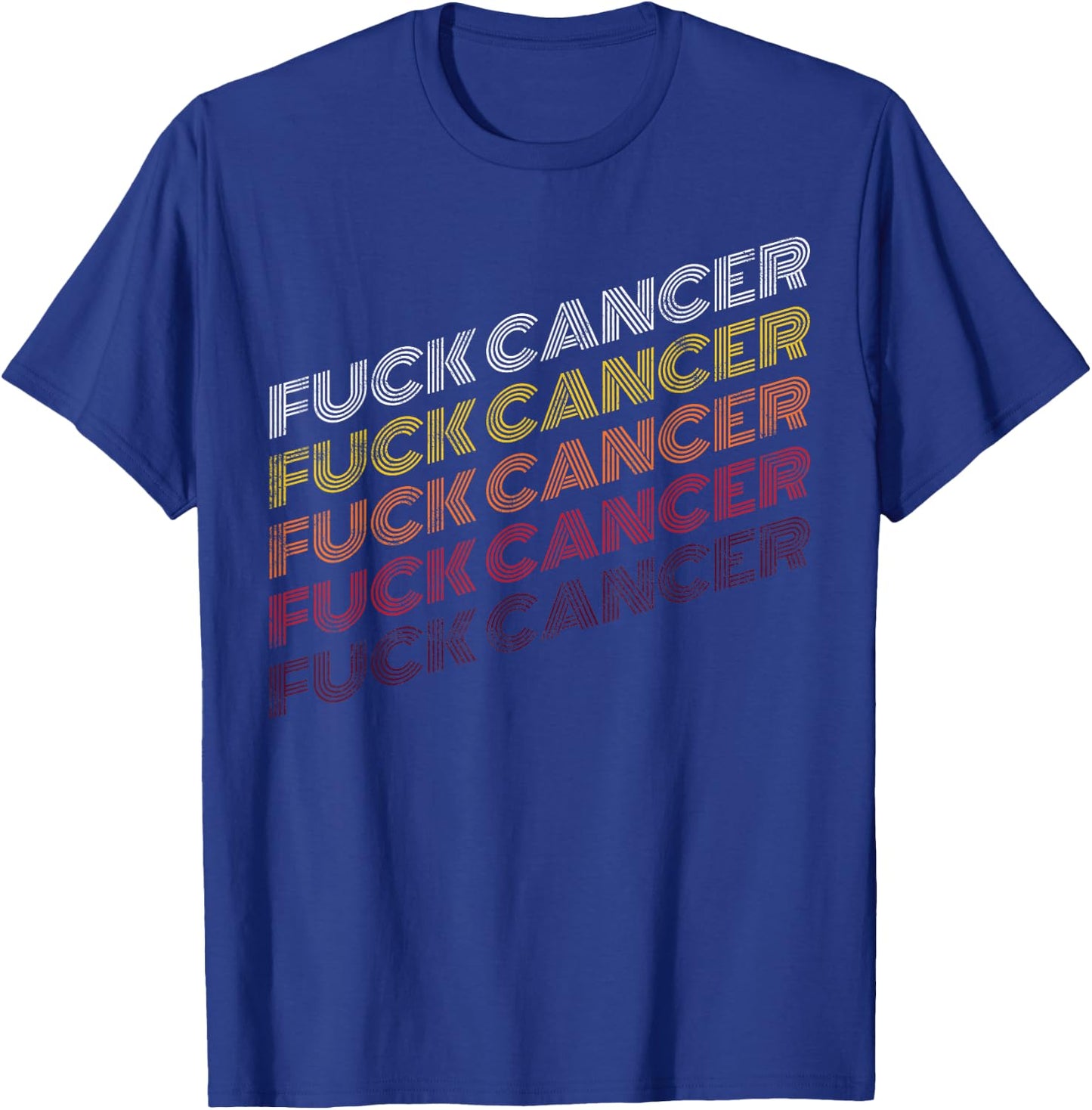Fuck Cancer Vintage Retro Breast Cancer Awareness Gift T-Shirt - T-Shirt | Royal