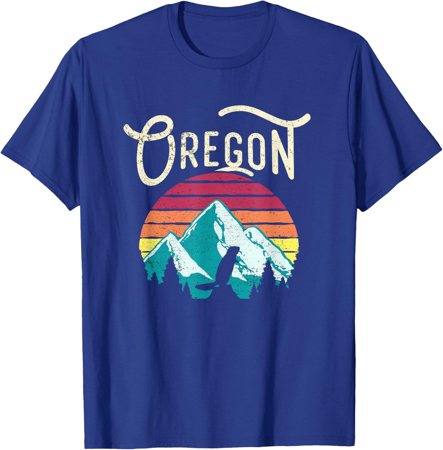 Retro Vintage Oregon OR Mountains Beaver T-Shirt - T-Shirt | Royal