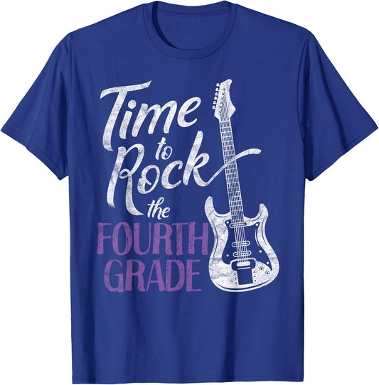First Day of School Time to Rock the 4th Grade T-Shirt - T-Shirt | Royal