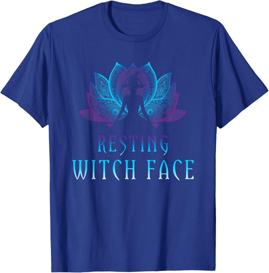Resting Witch Face Lotus Funny Halloween Yoga Witch Costume T-Shirt - T-Shirt | Royal