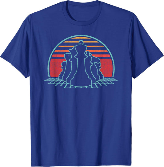 Chess Player Chess Pieces Lover Retro Vintage 80s Style T-Shirt - T-Shirt | Royal