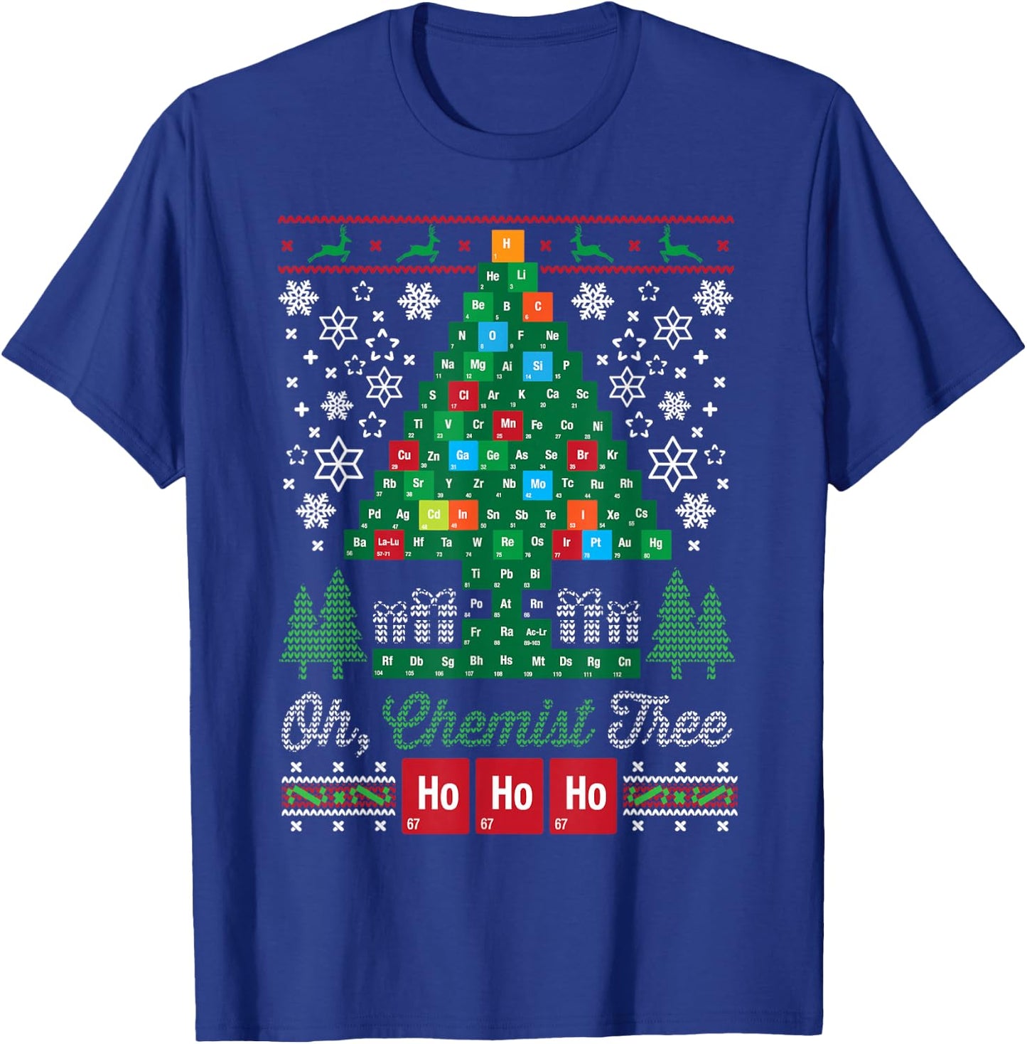 Oh Chemist Tree Merry Christmas Ugly Chemistry T-Shirt - T-Shirt | Royal