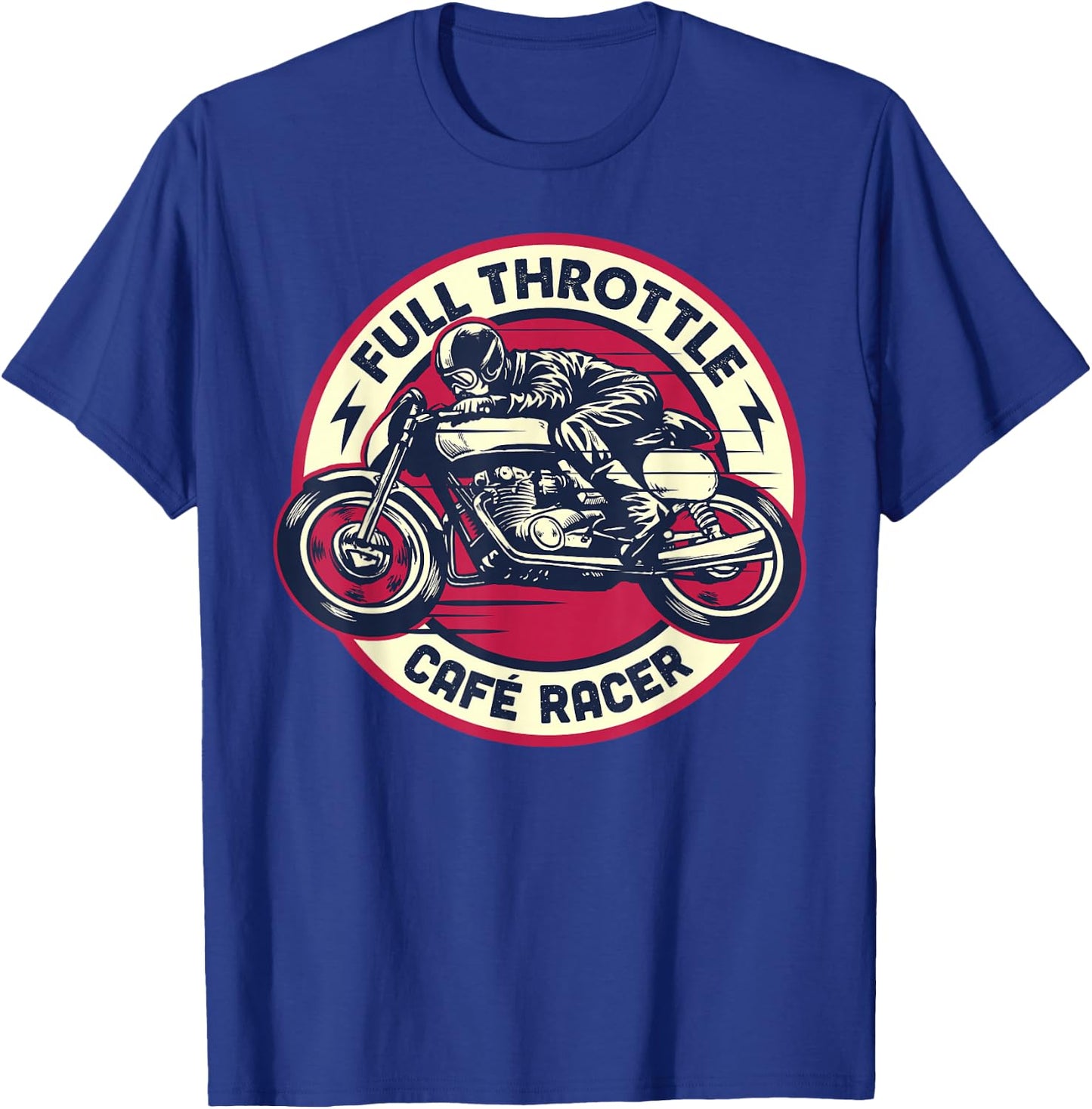 Cafe Racer - Full-Throttle - Vintage Motorcycle T-Shirt - T-Shirt | Royal