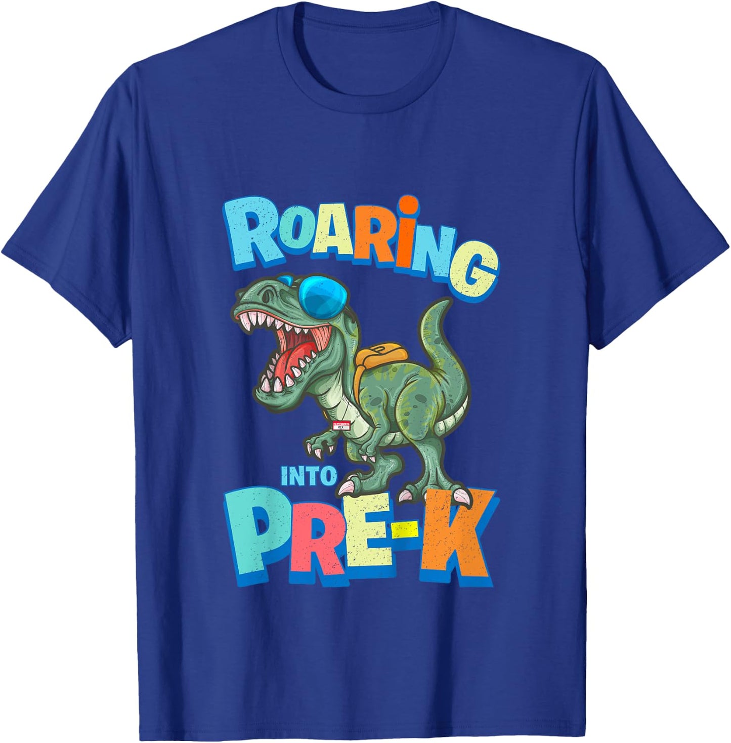First Day of PRE-K Dinosaur Back to School T Rex Preschool T-Shirt - T-Shirt | Royal