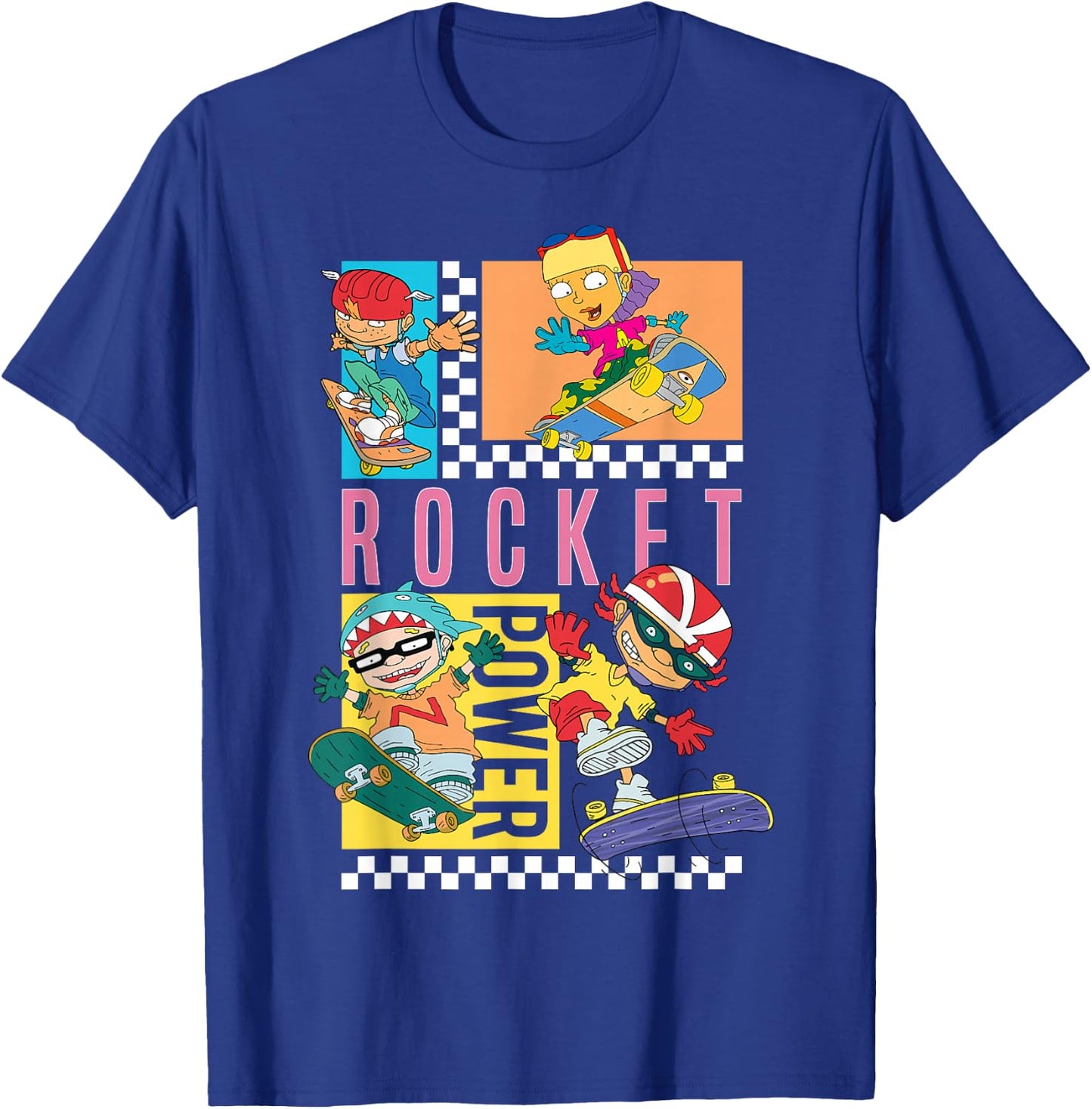 Checkerboard Rocket Power Grid Design T-Shirt - T-Shirt | Royal