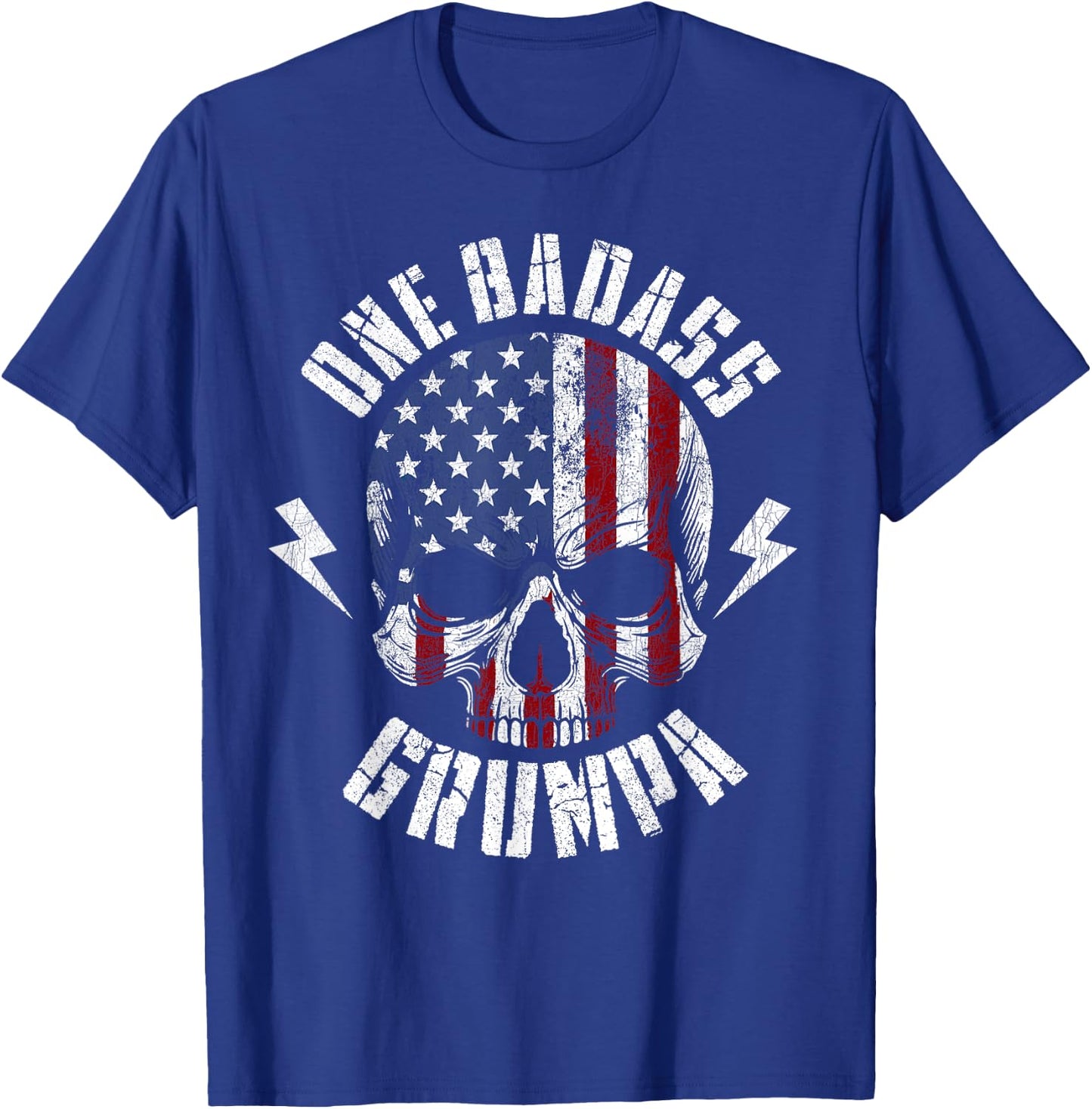 Skull Flag One Badass Grumpa, Fathers Day For Grandfather T-Shirt - T-Shirt | Royal