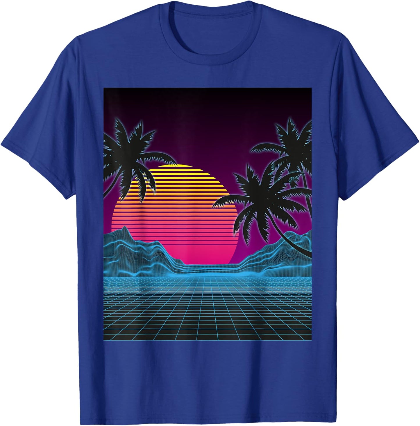 Vaporwave Aesthetic Sunset Mountains Palms Retro T-Shirt - T-Shirt | Royal