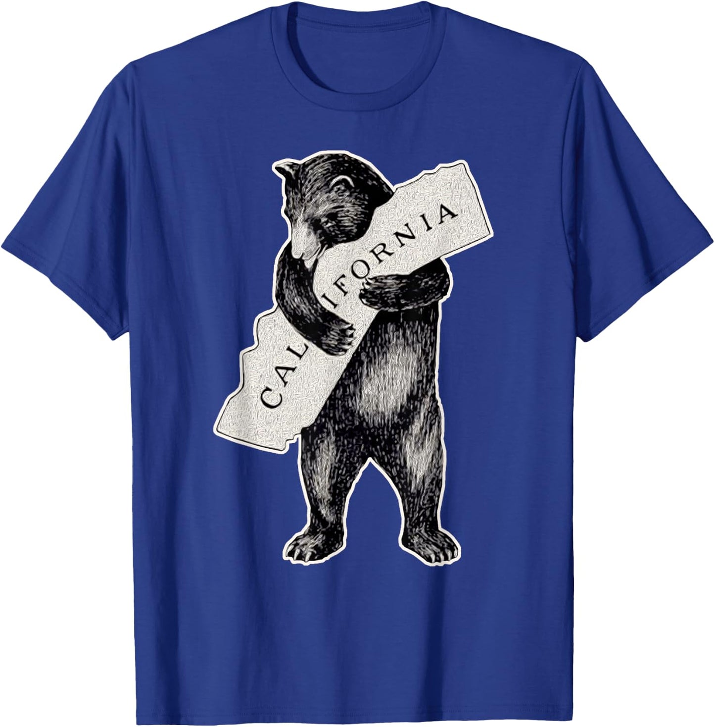 California Love Art-Retro Cali Bear Hug California T-Shirt - T-Shirt | Royal