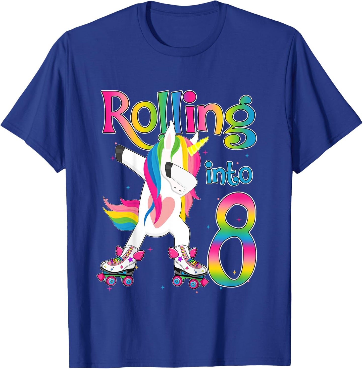 Rolling Into 8 years Let's Roll I'm Turning 8 Roller Skate T-Shirt - T-Shirt | Royal