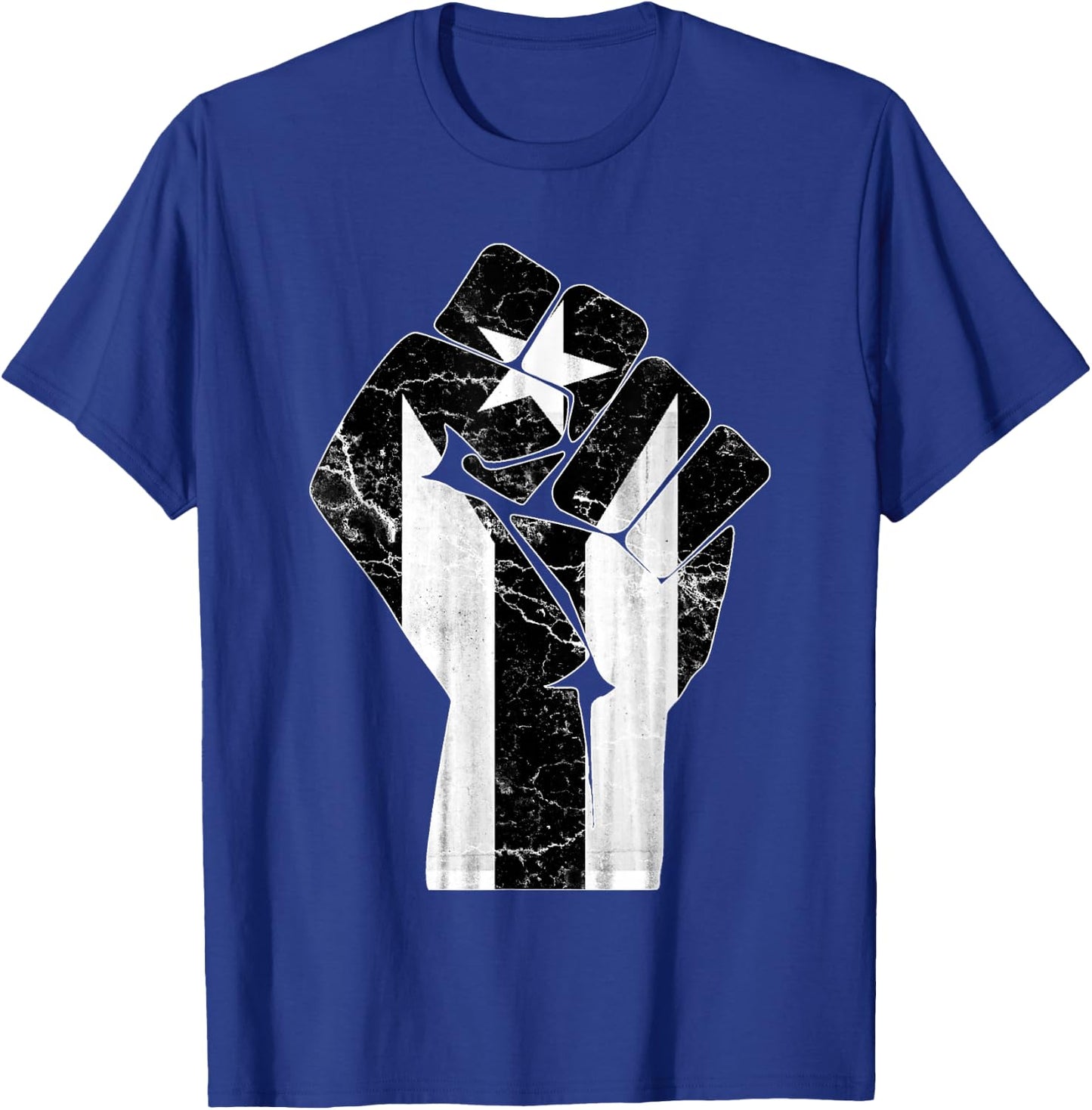 Boricua Strong Puerto Rico Black Flag Fist - -Adults, Small, Black, Short Sleeve, Classic Fit T-Shirt - T-Shirt | Royal