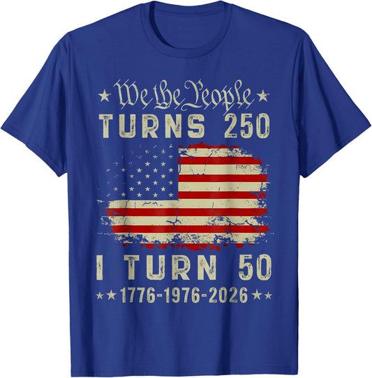 250 Years American 250th Anniversary USA Patriotic 4th July T-Shirt - T-Shirt | Royal