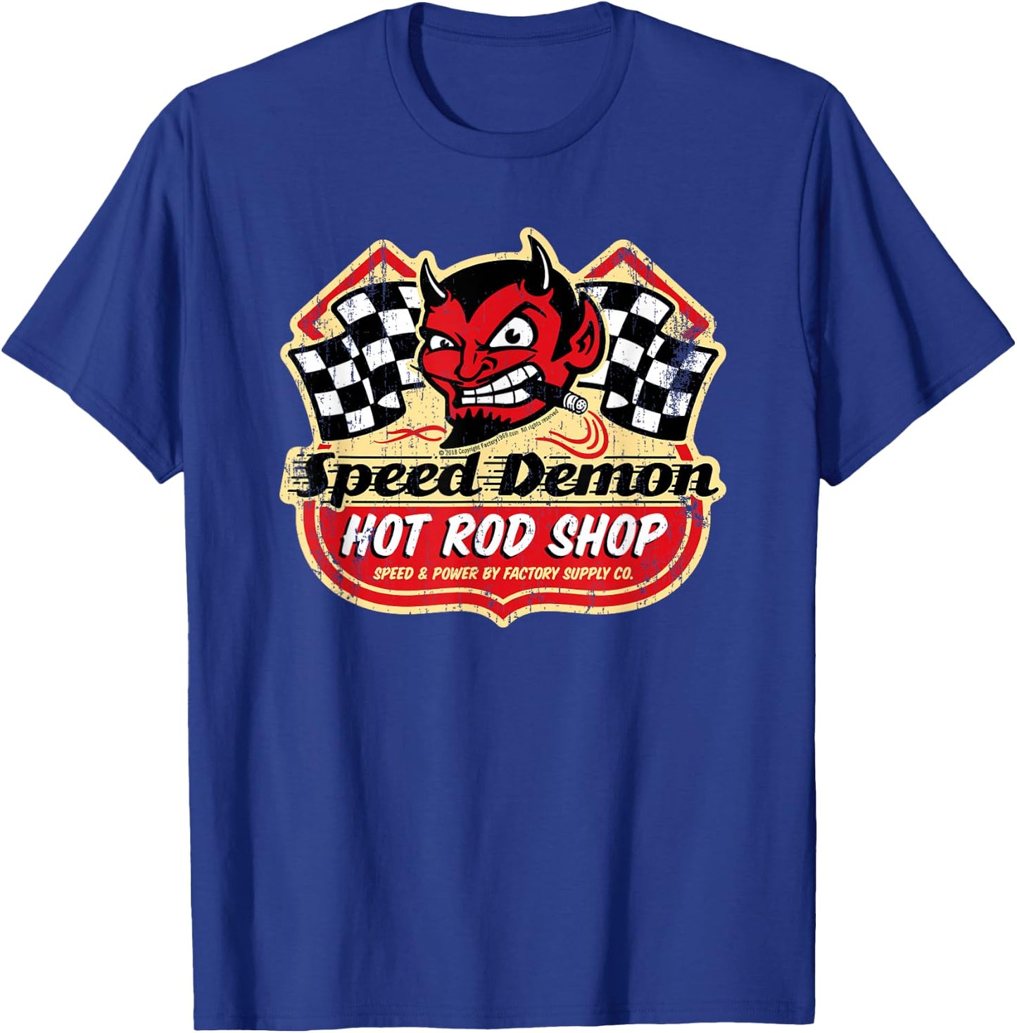 Speed Demon Hot Rod Shop SD002 - Front Graphic T-Shirt - T-Shirt | Royal