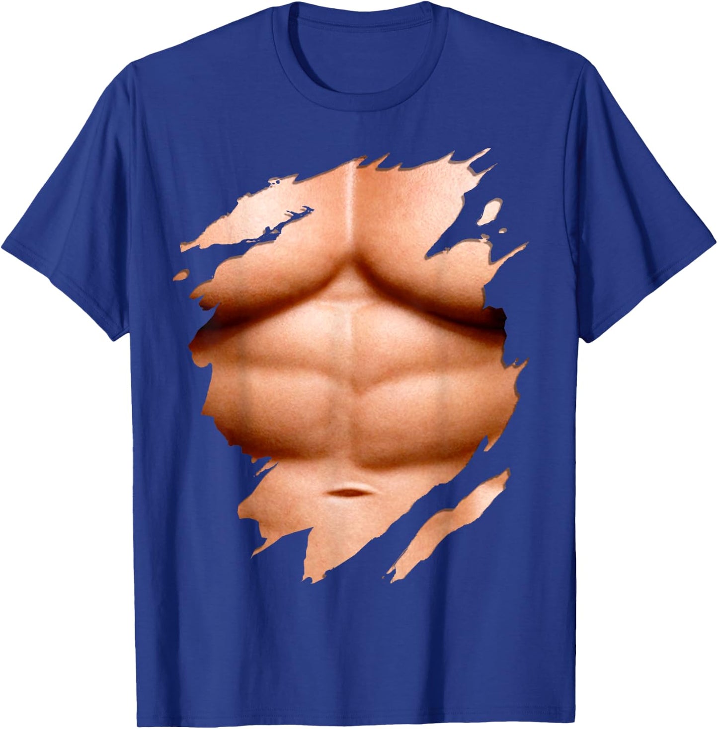 Huge Chest Six Pack Abs Muscles Bodybuilder T-Shirt - T-Shirt | Royal