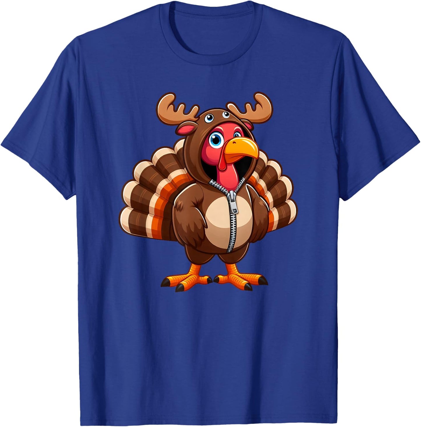 Turkey Costume Moose Funny Thanksgiving Turkey Women Men T-Shirt - T-Shirt | Royal