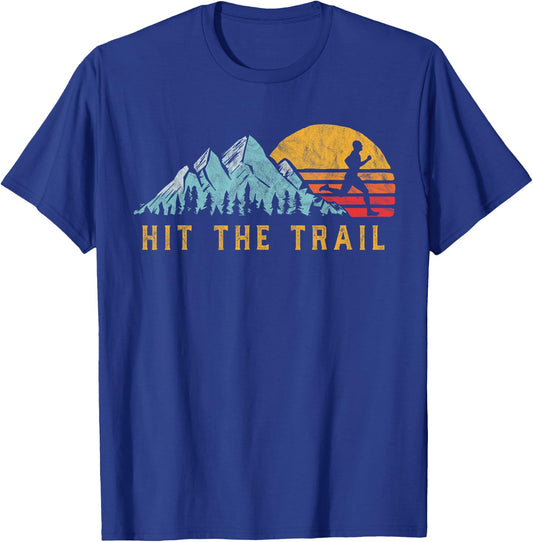 Hit The Trail, Runner Retro Style Vintage Running Graphic T-Shirt - T-Shirt | Royal