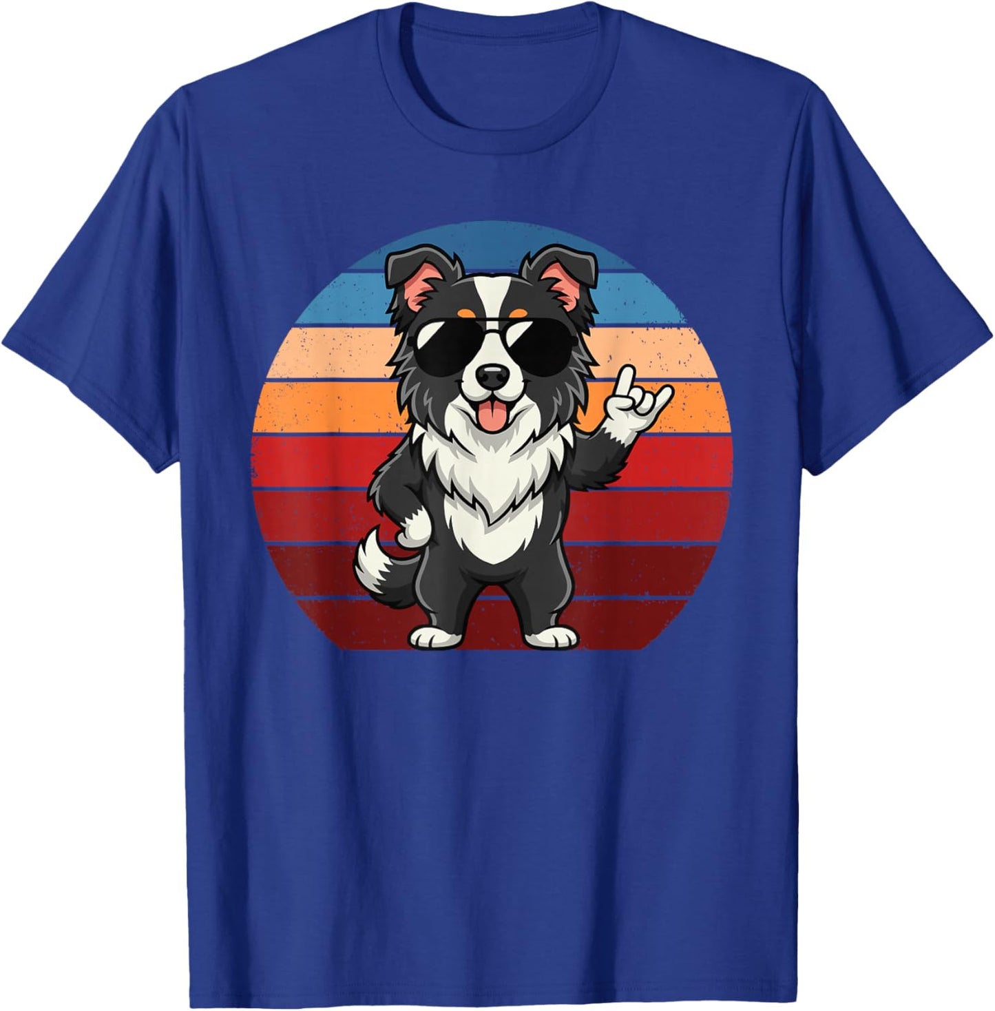 Retro Border Collie Mom Funny Border Collie T-Shirt - T-Shirt | Royal