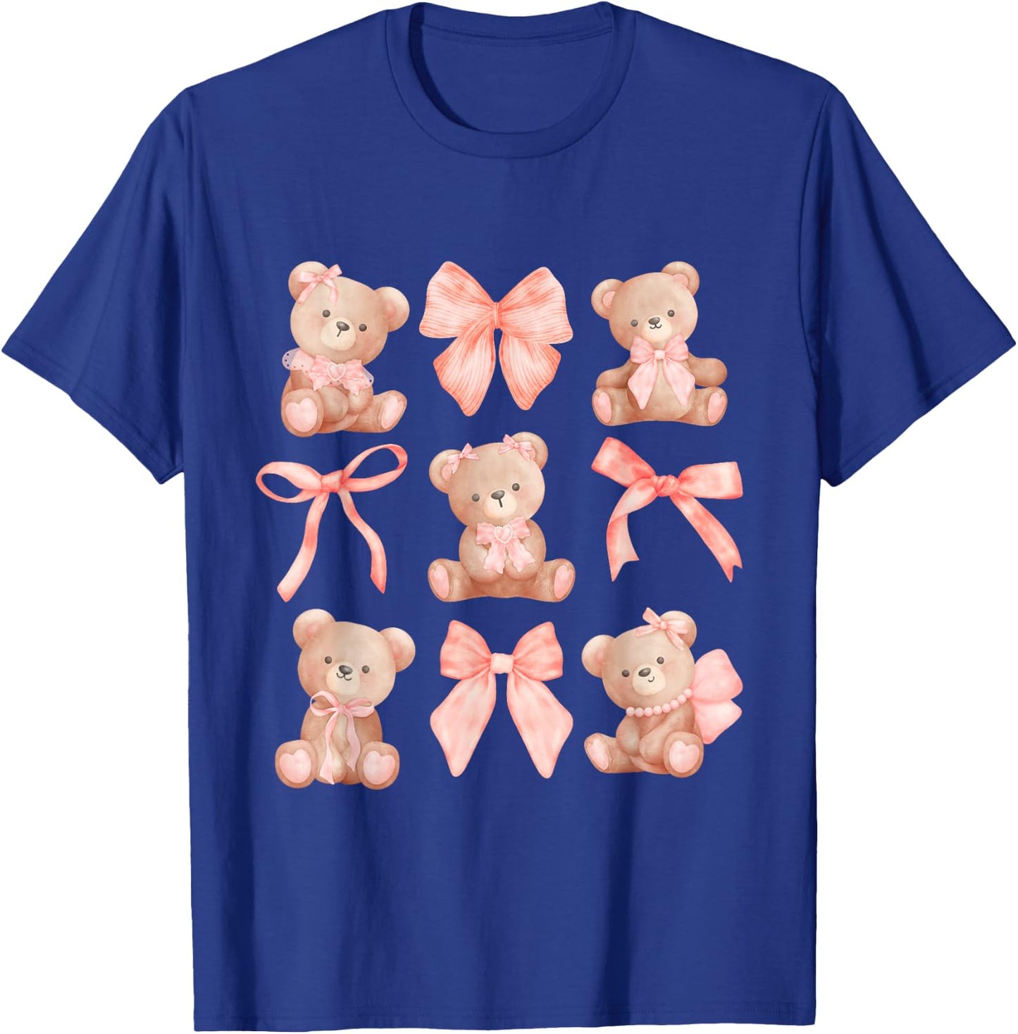Coquette Teddy Bears Pink Bow Cute Women Girl Birthday T-Shirt - T-Shirt | Royal