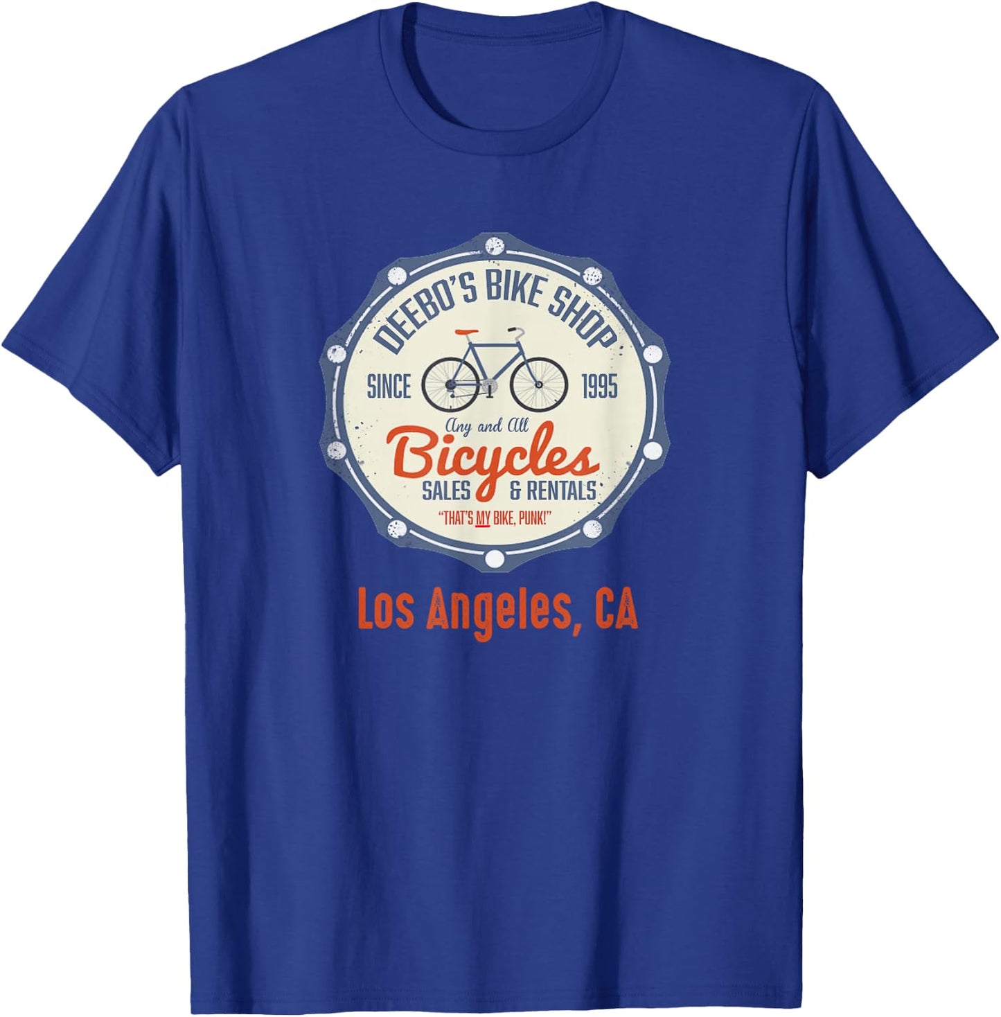 Los Angeles Shirts | Funny DEEBOS BIKE RENTALS Joke Shirt T-Shirt - T-Shirt | Royal