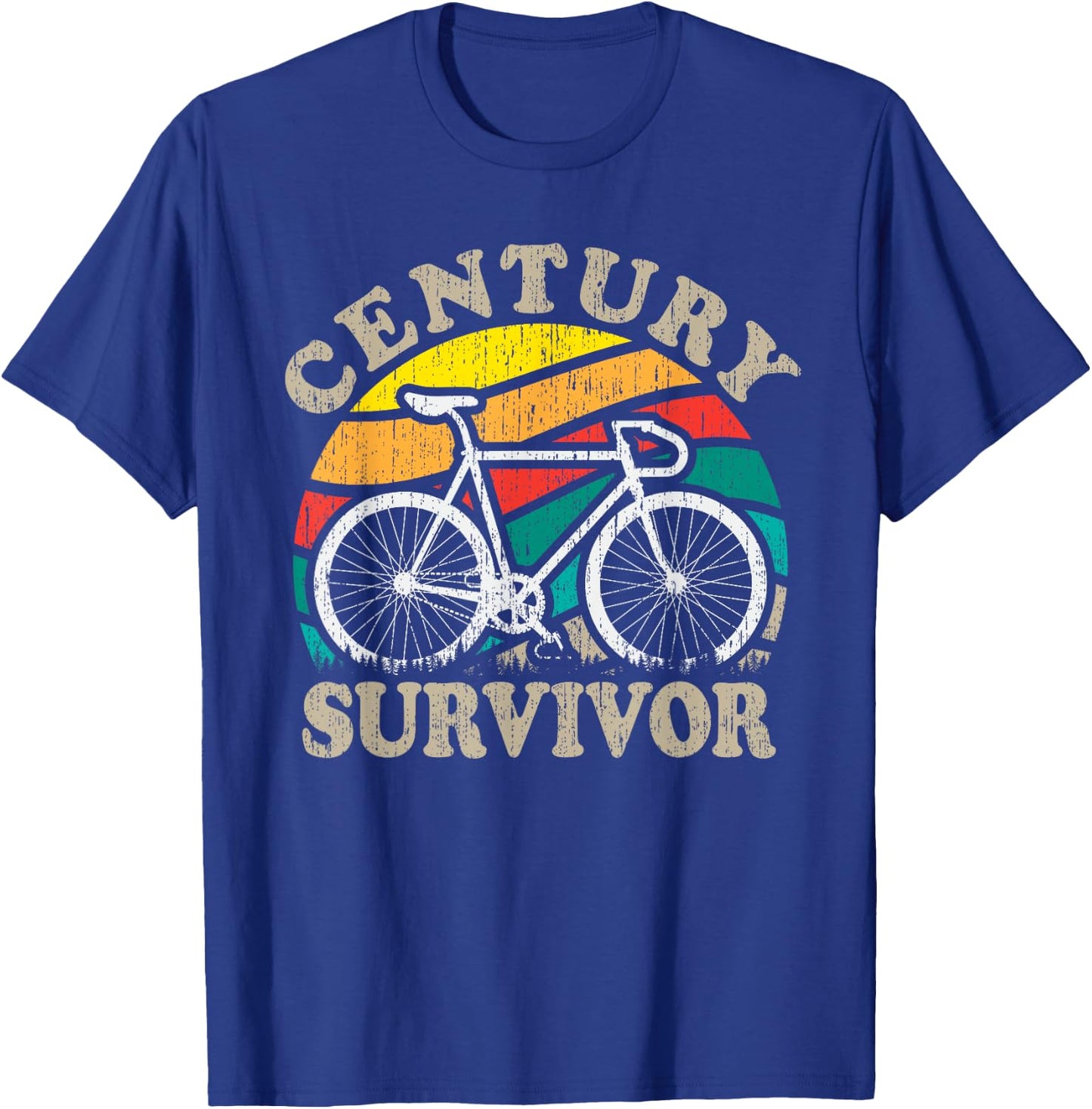 Century Survivor 100 Mile Bicycle Ride Road Cycling T-Shirt - T-Shirt | Royal
