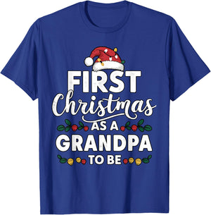 First Christmas As A Grandpa To Be New Grandpa Christmas T-Shirt - T-Shirt | Royal
