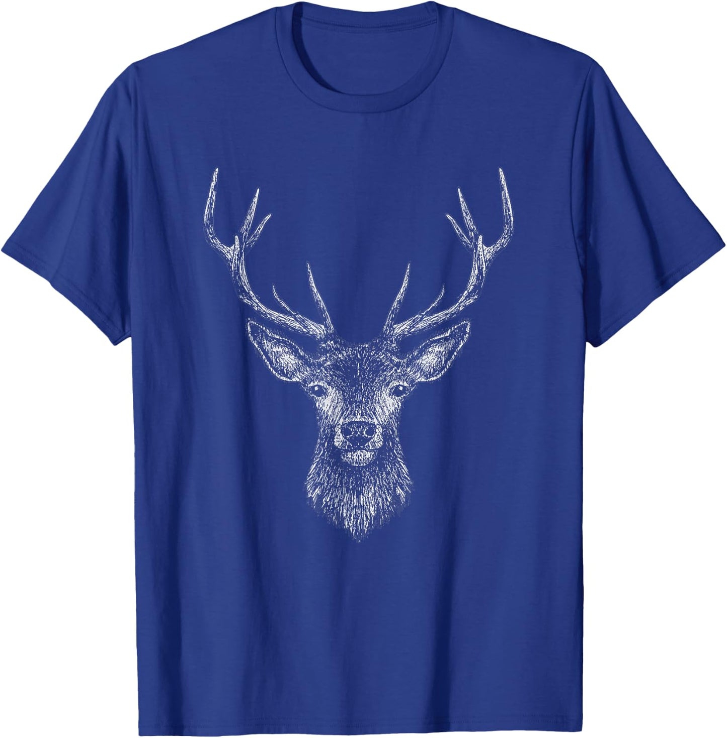 Hand Drawn Buck Deer Style Antlers T-Shirt - T-Shirt | Royal