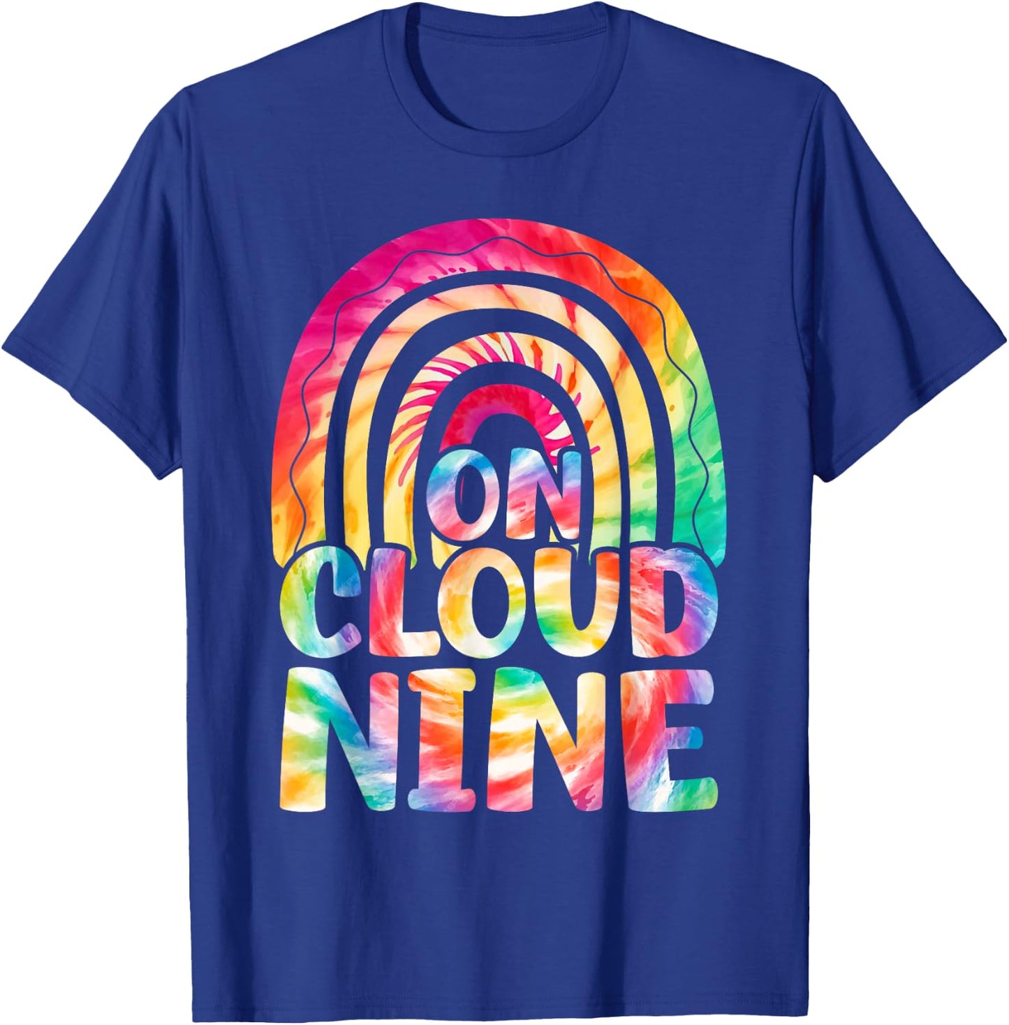 Retro On Cloud Nine Tie Dye Happy 9th Birthday 9 Years Old T-Shirt - T-Shirt | Royal
