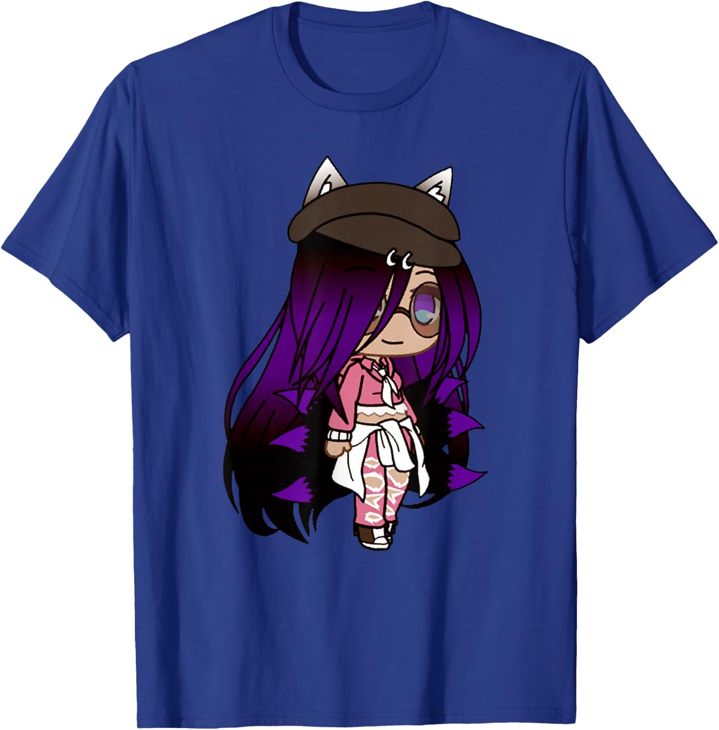 Cute Chibi Style Kawaii Anime Girl with Fox Ears and Tails T-Shirt - T-Shirt | Royal