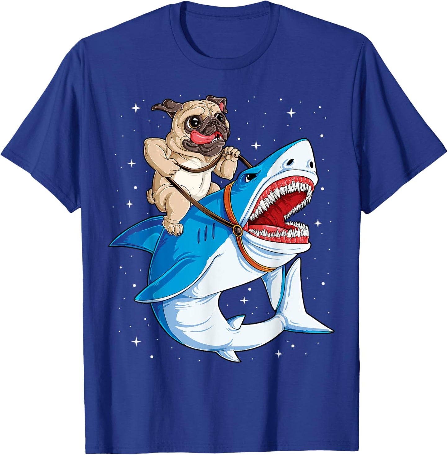 Pug Shark T shirt Boys Girls Kids Space Galaxy Jawsome Gifts T-Shirt - T-Shirt | Royal