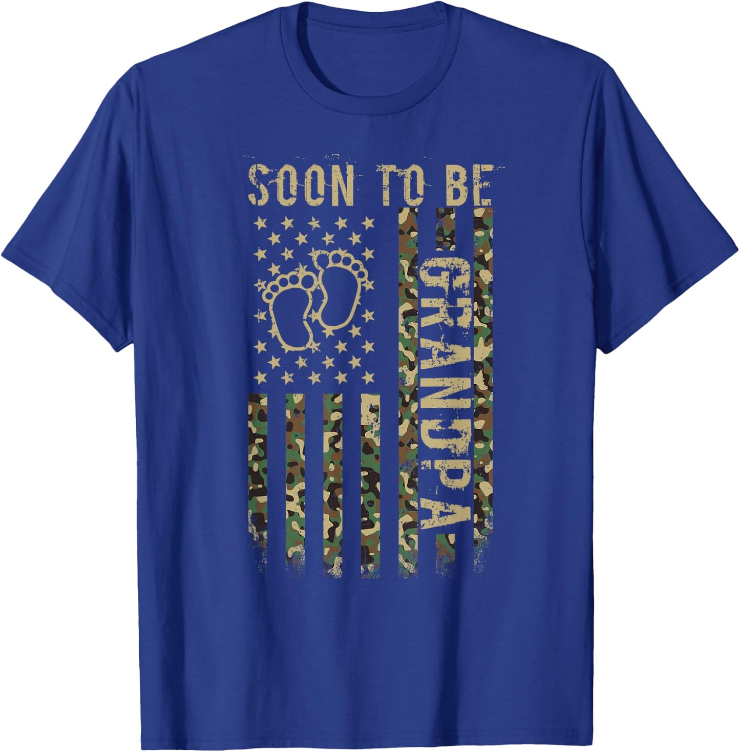 Soon To Be Grandpa American Flag Camouflage Grandpa US Flag T-Shirt - T-Shirt | Royal