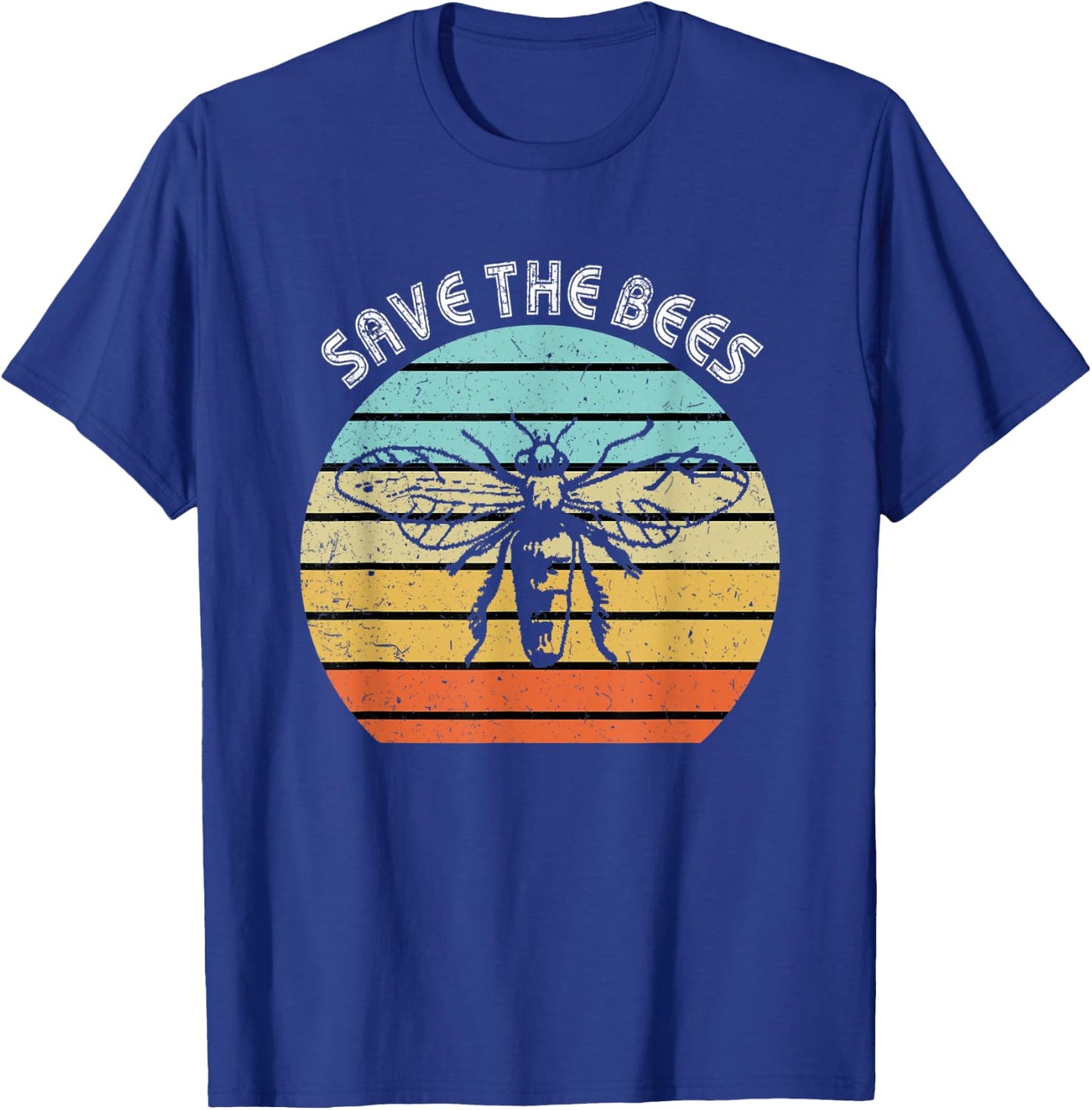 Save The Bees Shirt Retro Style Bee Climate Change T-Shirt - T-Shirt | Royal
