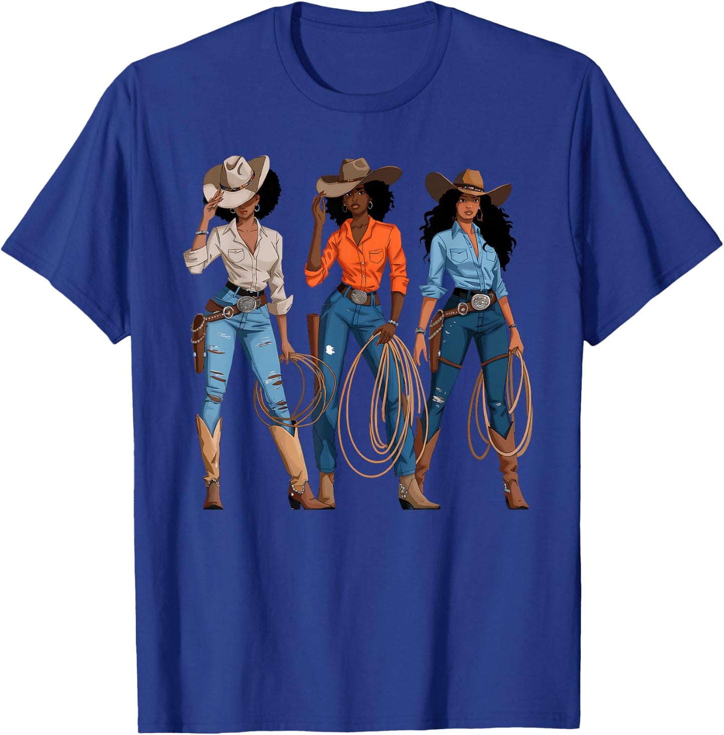 Black African American Cowgirl Western Country Rodeo T-Shirt - T-Shirt | Royal