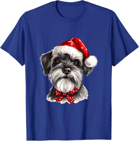 Cute Miniature Schnauzer Dog Christmas Merry X-mas Graphic T-Shirt - T-Shirt | Royal