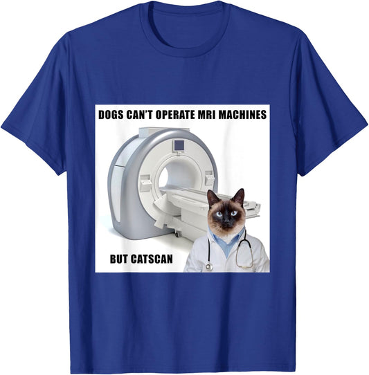 Funny Dog and Cat MRI Machine Doctor T Shirt Men Women Kids T-Shirt - T-Shirt | Royal