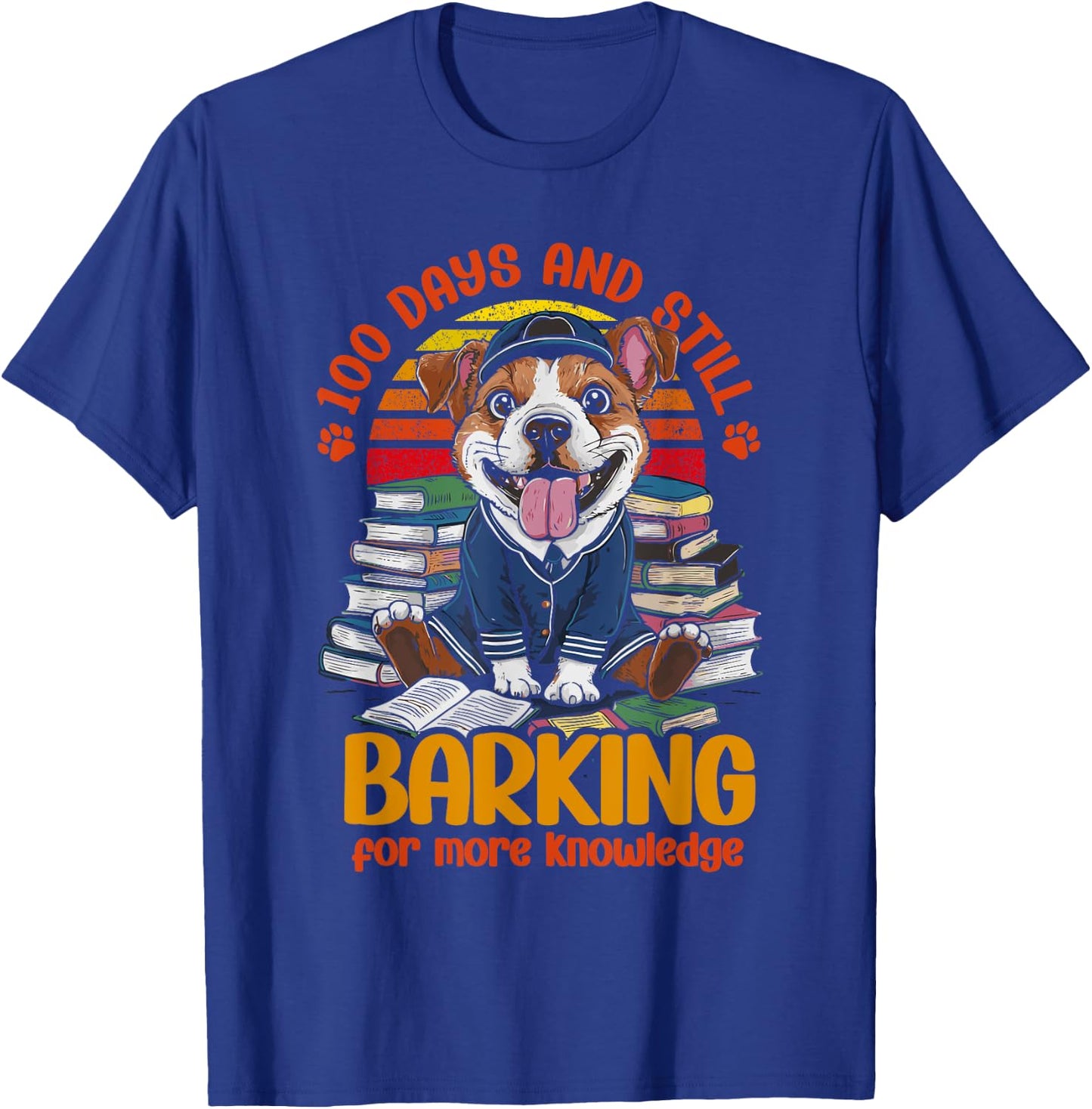 Dog 100 Days Of School Barking For More Knowledge Women Kids T-Shirt - T-Shirt | Royal