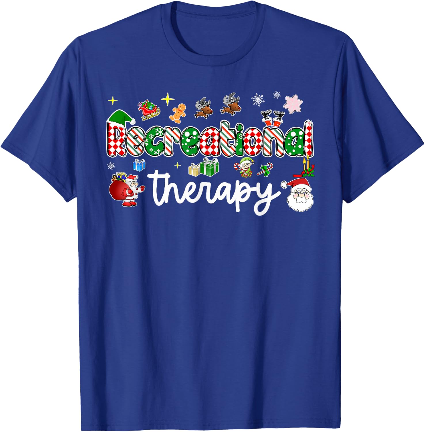 Recreational Therapy Santa Christmas Recreational Therapist T-Shirt - T-Shirt | Royal